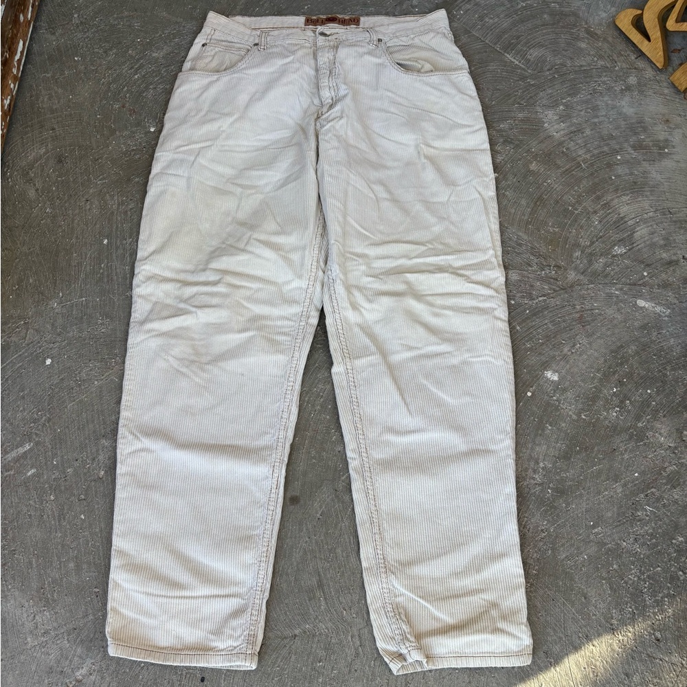 Vintage Y2K 90s Bullhead Riveted Fit Corduroy Beigh Baggy Pants Men's Size 34x32